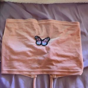 Pink Butterfly Crop Top